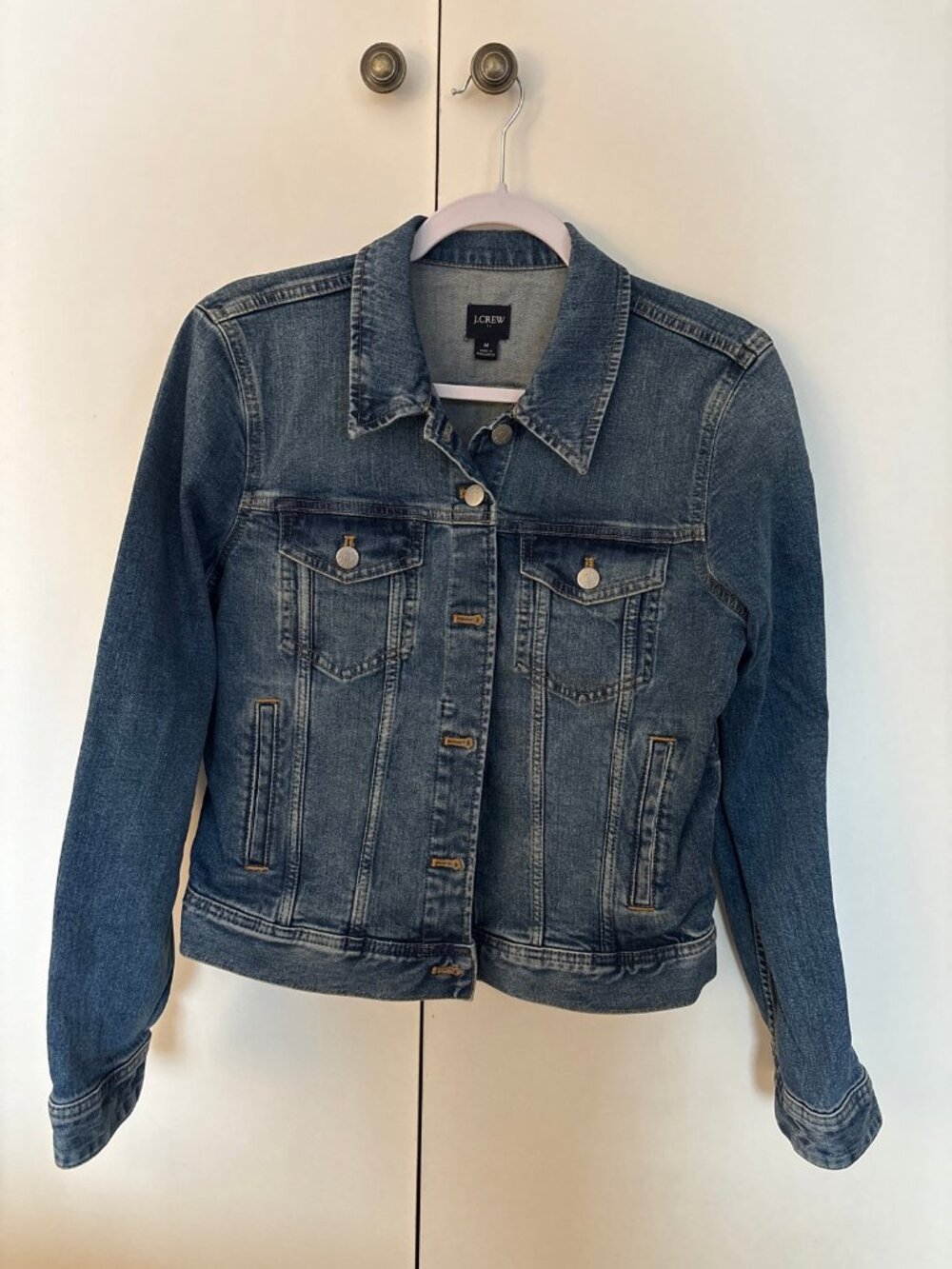 J.Crew Medium Wash Stretch Denim Jean Jacket, Size M, EUC